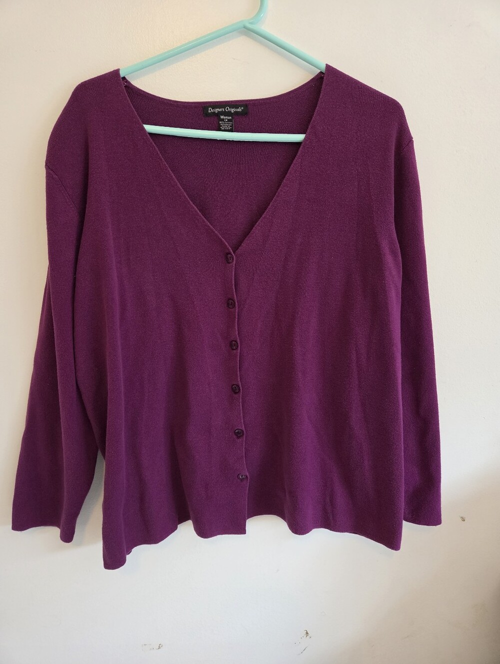 Designers Originals Plum V-Neck Button Cardigan Sweater